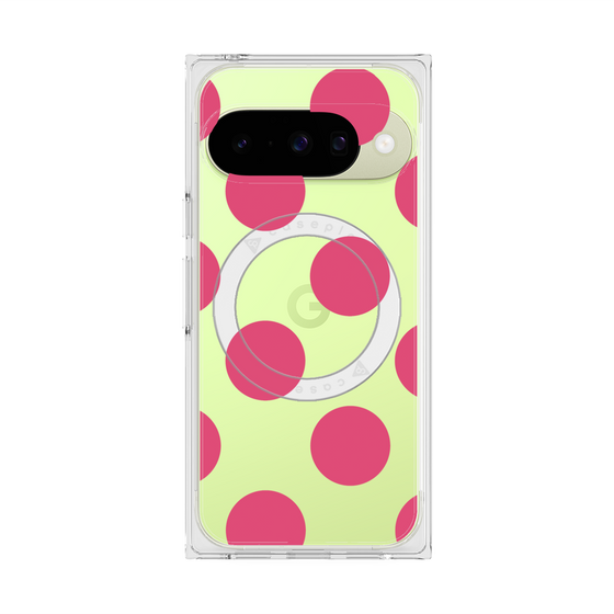 プレミアムスクエアケース with Pixelsnap［ シンプルドット - Pink ］