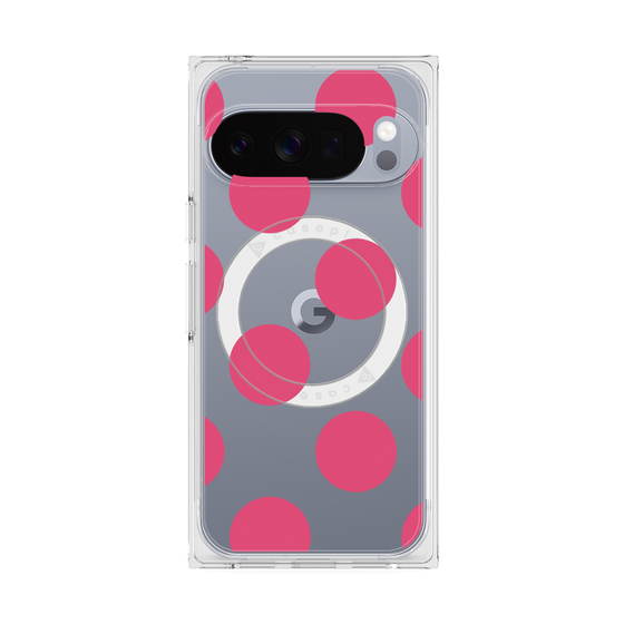 プレミアムスクエアケース with Pixelsnap［ シンプルドット - Pink ］