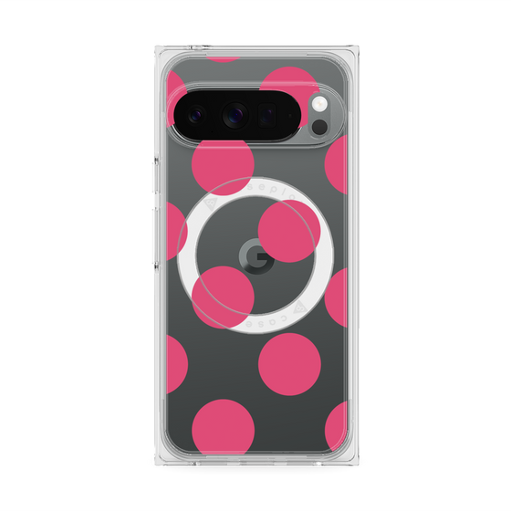 プレミアムスクエアケース with Pixelsnap［ シンプルドット - Pink ］