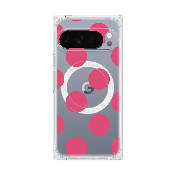 プレミアムスクエアケース with Pixelsnap［ シンプルドット - Pink ］