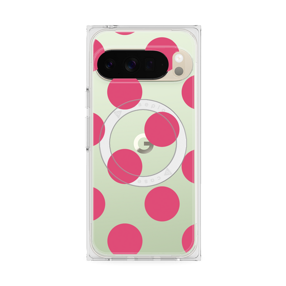 プレミアムスクエアケース with Pixelsnap［ シンプルドット - Pink ］