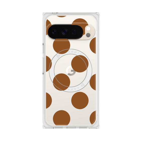 プレミアムスクエアケース with Pixelsnap［ シンプルドット - Brown ］