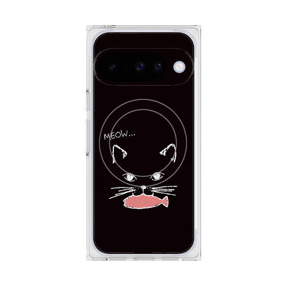 プレミアムスクエアケース with Pixelsnap［ 食いしん坊なねこ - Black ］