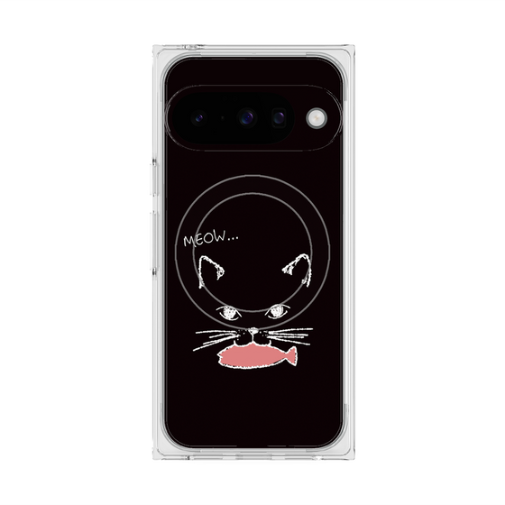 プレミアムスクエアケース with Pixelsnap［ 食いしん坊なねこ - Black ］