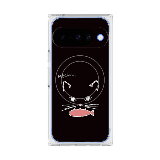 プレミアムスクエアケース with Pixelsnap［ 食いしん坊なねこ - Black ］