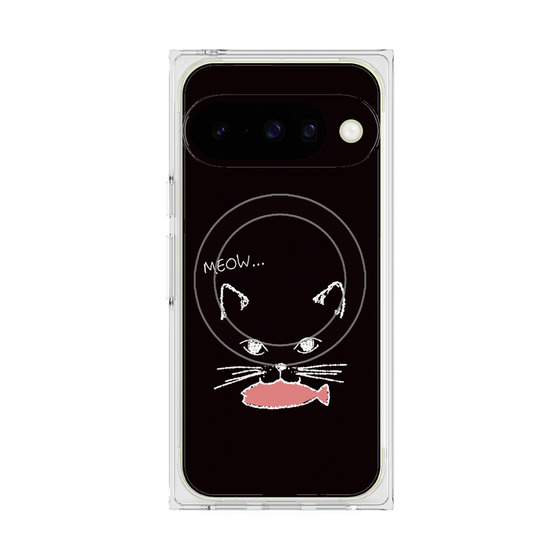 プレミアムスクエアケース with Pixelsnap［ 食いしん坊なねこ - Black ］