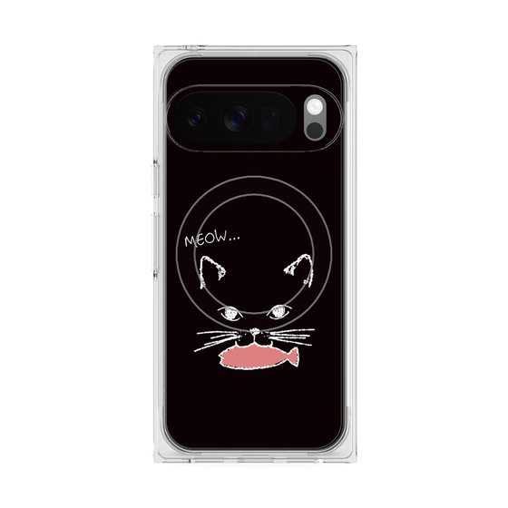 プレミアムスクエアケース with Pixelsnap［ 食いしん坊なねこ - Black ］