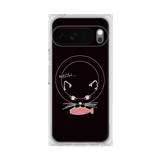 プレミアムスクエアケース with Pixelsnap［ 食いしん坊なねこ - Black ］