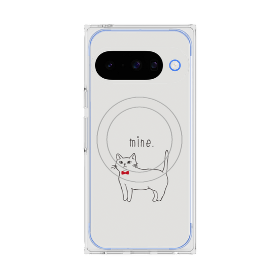 プレミアムスクエアケース with Pixelsnap［ 蝶ネクタイねこ - White ］