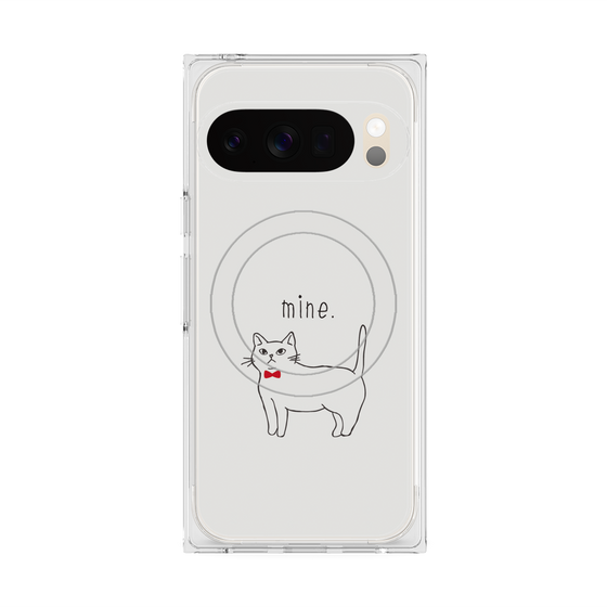 プレミアムスクエアケース with Pixelsnap［ 蝶ネクタイねこ - White ］