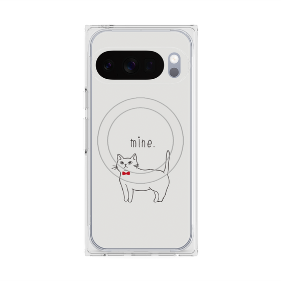 プレミアムスクエアケース with Pixelsnap［ 蝶ネクタイねこ - White ］