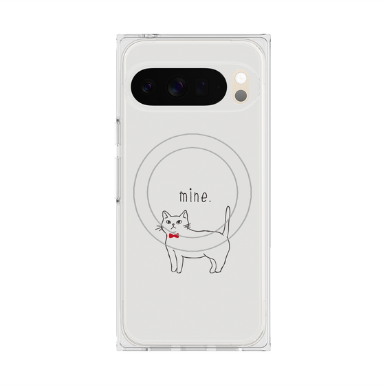 プレミアムスクエアケース with Pixelsnap［ 蝶ネクタイねこ - White ］
