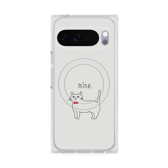 プレミアムスクエアケース with Pixelsnap［ 蝶ネクタイねこ - White ］