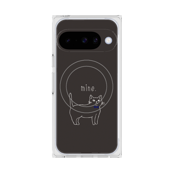 プレミアムスクエアケース with Pixelsnap［ 蝶ネクタイねこ - Black ］