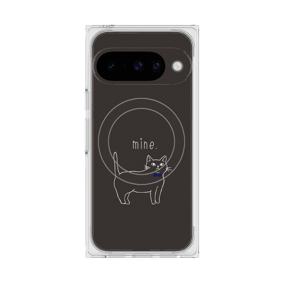 プレミアムスクエアケース with Pixelsnap［ 蝶ネクタイねこ - Black ］