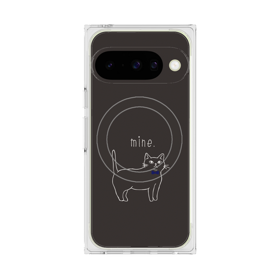 プレミアムスクエアケース with Pixelsnap［ 蝶ネクタイねこ - Black ］