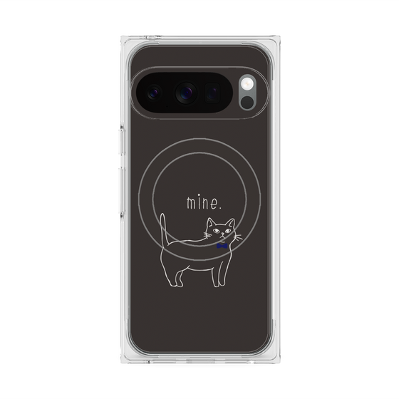 プレミアムスクエアケース with Pixelsnap［ 蝶ネクタイねこ - Black ］