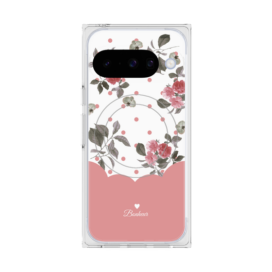 プレミアムスクエアケース with Pixelsnap［ ツインドットフラワー - Pink ］