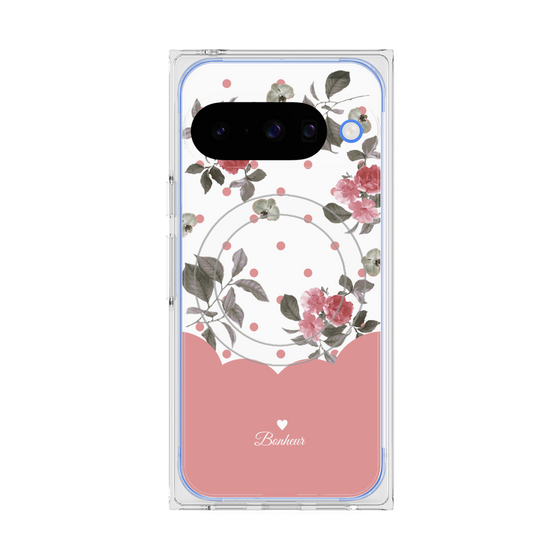 プレミアムスクエアケース with Pixelsnap［ ツインドットフラワー - Pink ］