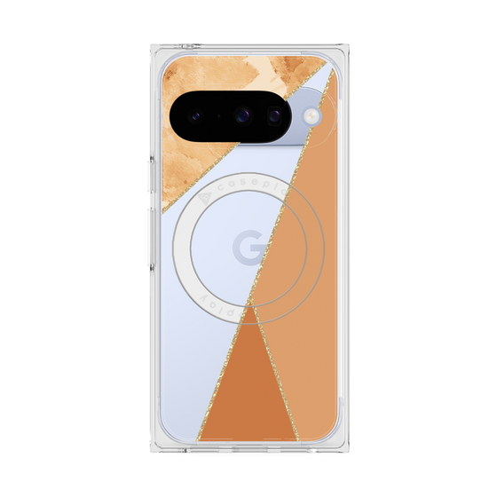 プレミアムスクエアケース with Pixelsnap［ マーブルトライアングルパレット - Orange ］