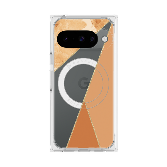 プレミアムスクエアケース with Pixelsnap［ マーブルトライアングルパレット - Orange ］