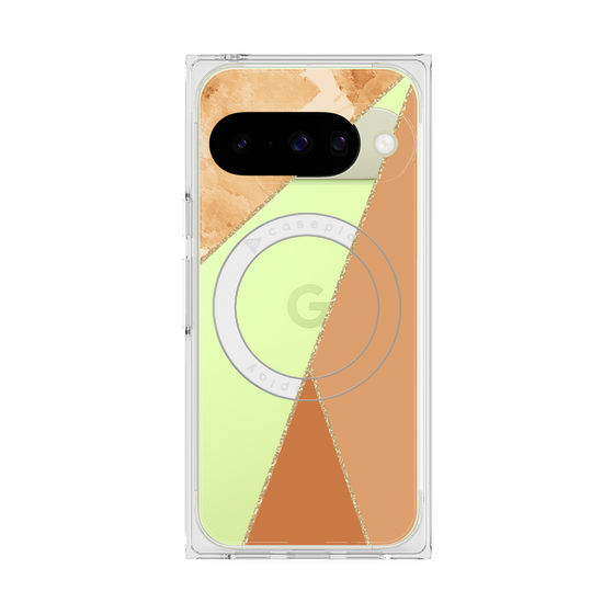 プレミアムスクエアケース with Pixelsnap［ マーブルトライアングルパレット - Orange ］