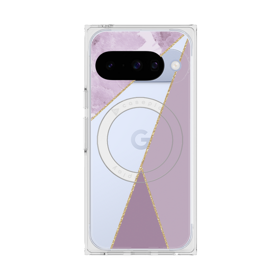 プレミアムスクエアケース with Pixelsnap［ マーブルトライアングルパレット - Purple ］