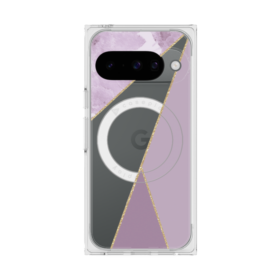 プレミアムスクエアケース with Pixelsnap［ マーブルトライアングルパレット - Purple ］