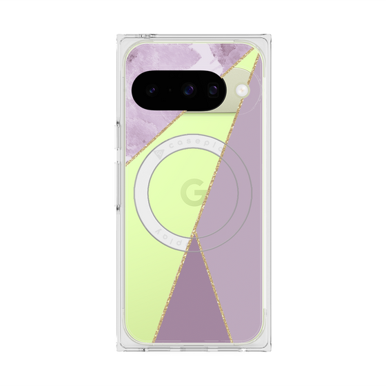 プレミアムスクエアケース with Pixelsnap［ マーブルトライアングルパレット - Purple ］