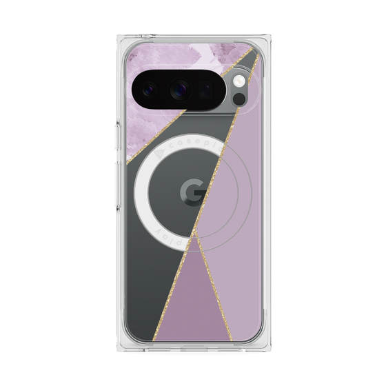 プレミアムスクエアケース with Pixelsnap［ マーブルトライアングルパレット - Purple ］