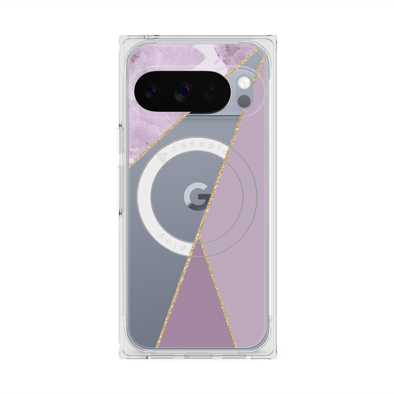 プレミアムスクエアケース with Pixelsnap［ マーブルトライアングルパレット - Purple ］