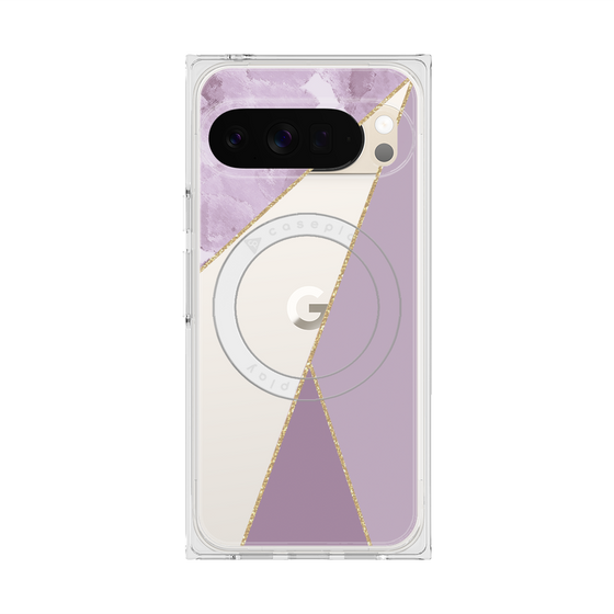 プレミアムスクエアケース with Pixelsnap［ マーブルトライアングルパレット - Purple ］