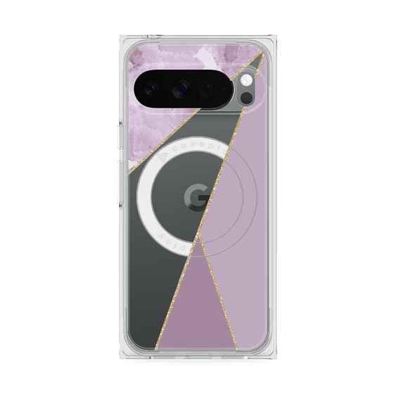 プレミアムスクエアケース with Pixelsnap［ マーブルトライアングルパレット - Purple ］