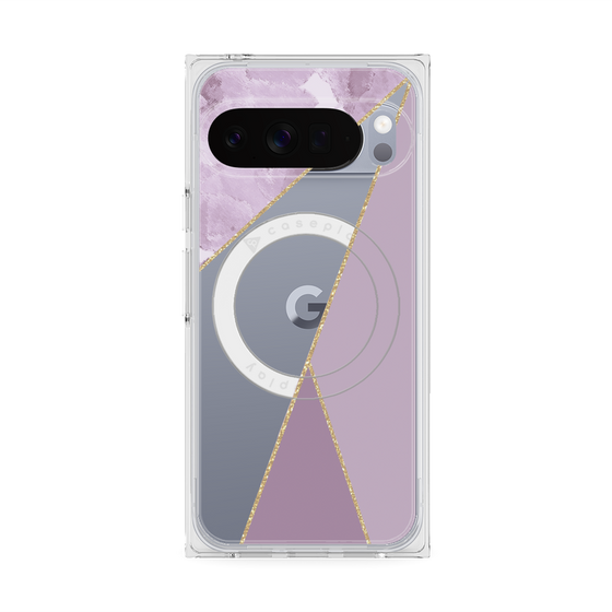 プレミアムスクエアケース with Pixelsnap［ マーブルトライアングルパレット - Purple ］