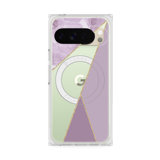 プレミアムスクエアケース with Pixelsnap［ マーブルトライアングルパレット - Purple ］