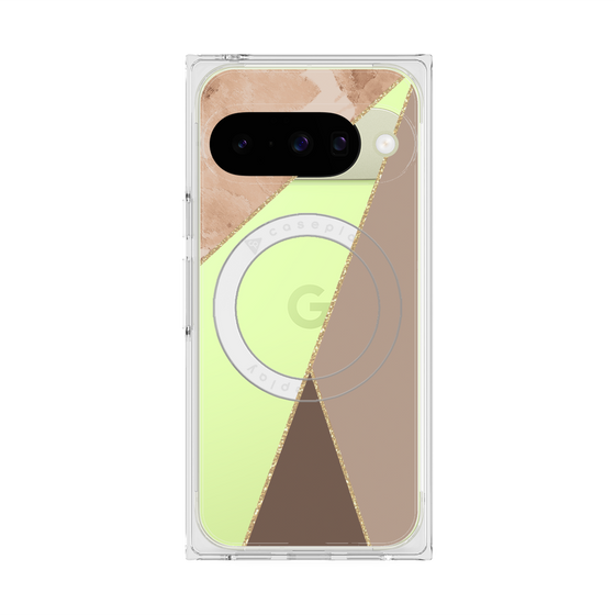 プレミアムスクエアケース with Pixelsnap［ マーブルトライアングルパレット - Brown ］