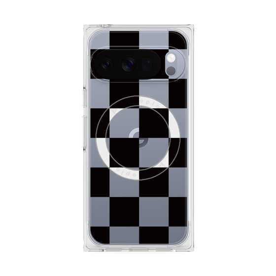 プレミアムスクエアケース with Pixelsnap［ 市松模様 - Black ］