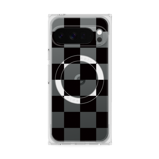 プレミアムスクエアケース with Pixelsnap［ 市松模様 - Black ］