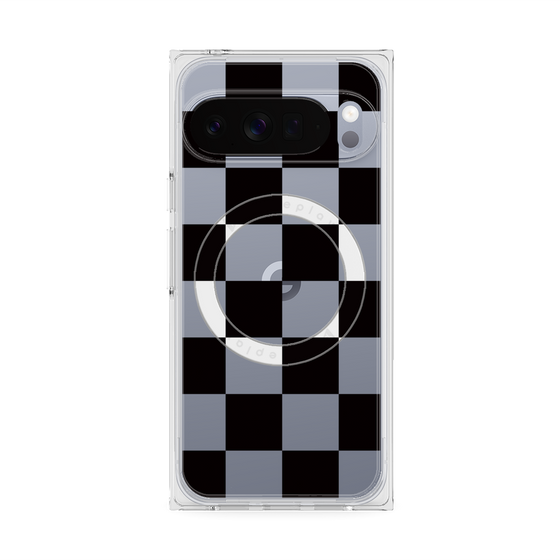 プレミアムスクエアケース with Pixelsnap［ 市松模様 - Black ］