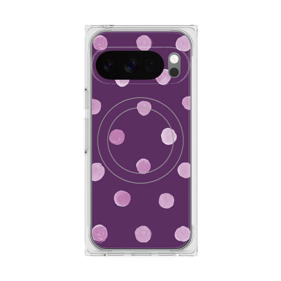 プレミアムスクエアケース with Pixelsnap［ 水彩ドット・レトロカラー - Purple ］