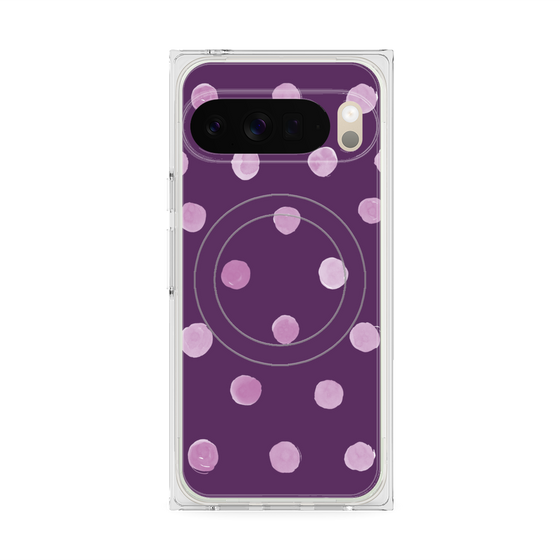 プレミアムスクエアケース with Pixelsnap［ 水彩ドット・レトロカラー - Purple ］