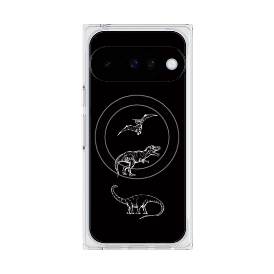 プレミアムスクエアケース with Pixelsnap［ Dinosaurs No.1 - Black ］