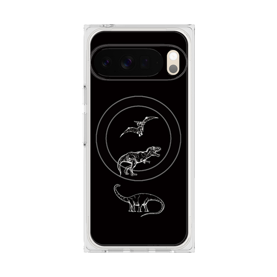 プレミアムスクエアケース with Pixelsnap［ Dinosaurs No.1 - Black ］