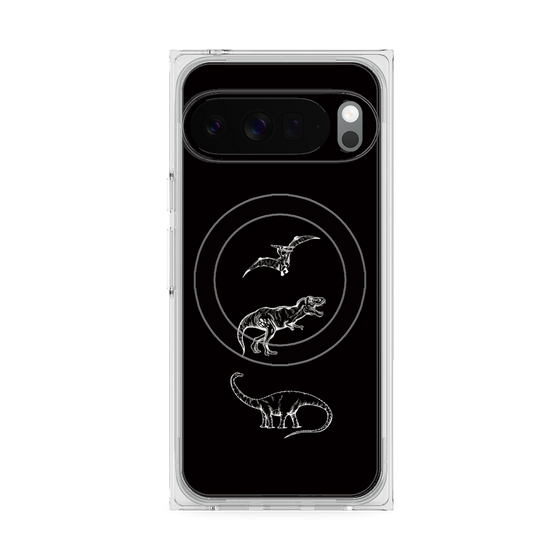 プレミアムスクエアケース with Pixelsnap［ Dinosaurs No.1 - Black ］