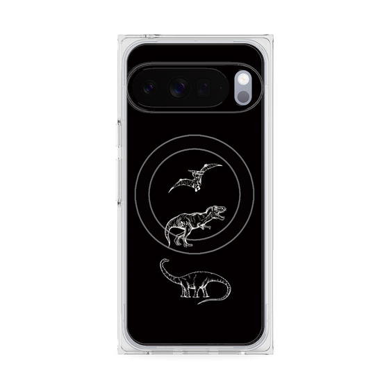 プレミアムスクエアケース with Pixelsnap［ Dinosaurs No.1 - Black ］