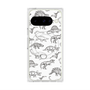 プレミアムスクエアケース with Pixelsnap［ Dinosaurs No.2 - White ］