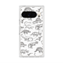 プレミアムスクエアケース with Pixelsnap［ Dinosaurs No.2 - White ］