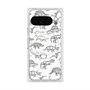 プレミアムスクエアケース with Pixelsnap［ Dinosaurs No.2 - White ］