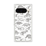 プレミアムスクエアケース with Pixelsnap［ Dinosaurs No.2 - White ］