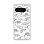 プレミアムスクエアケース with Pixelsnap［ Dinosaurs No.2 - White ］